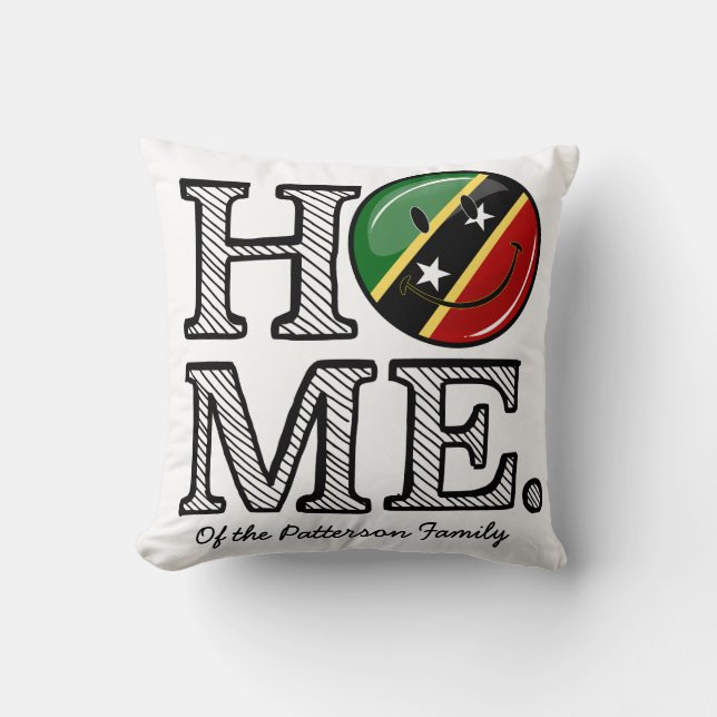 Happy Saint Kitts Flag House Warmer Throw Pillow (Front)