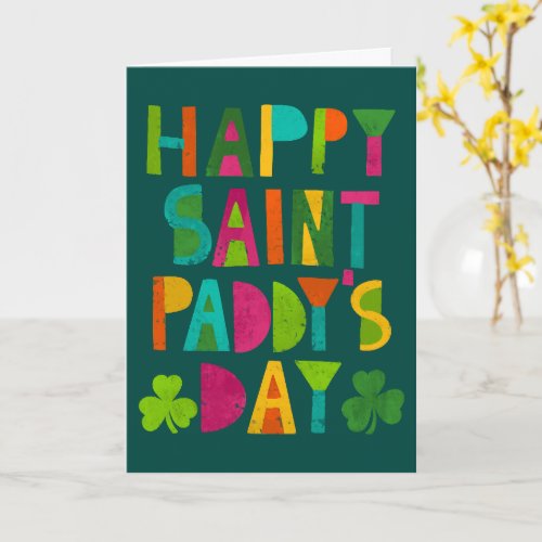 Happy Saint Paddys Day Bright Modern Lettering Card