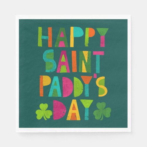 Happy Saint Paddys Day Bright Modern Lettering Napkins