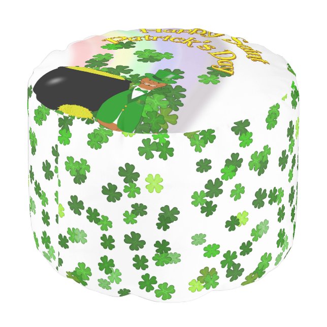 “Happy Saint Patrick’s Day Oliver” Pouf (Angled Back)