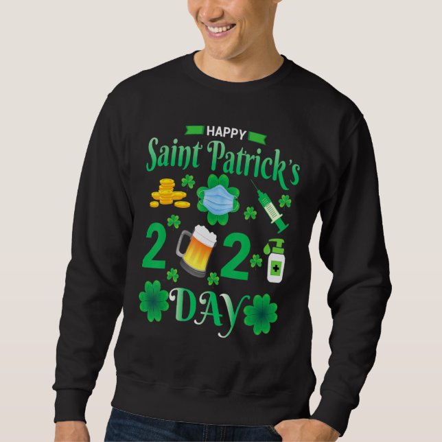 Happy Saint Patrick's Day 2022 Irish Shamrock Face Sweatshirt (Front)