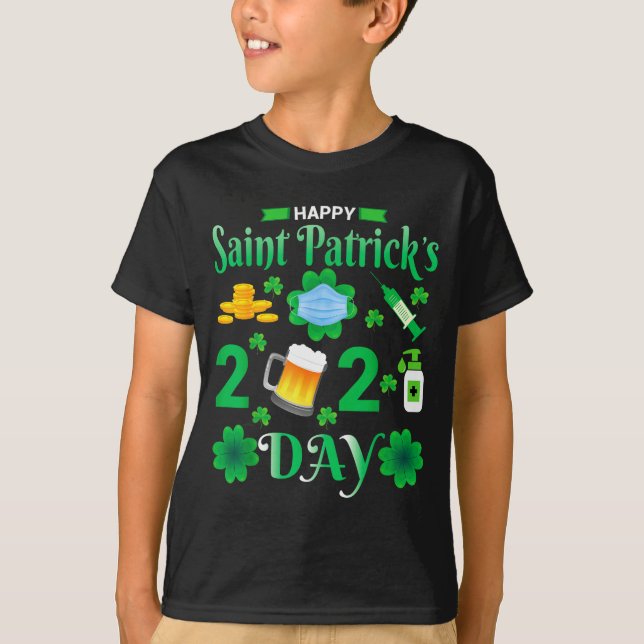 Happy Saint Patrick's Day 2024 Irish Shamrock Face T-Shirt (Front)