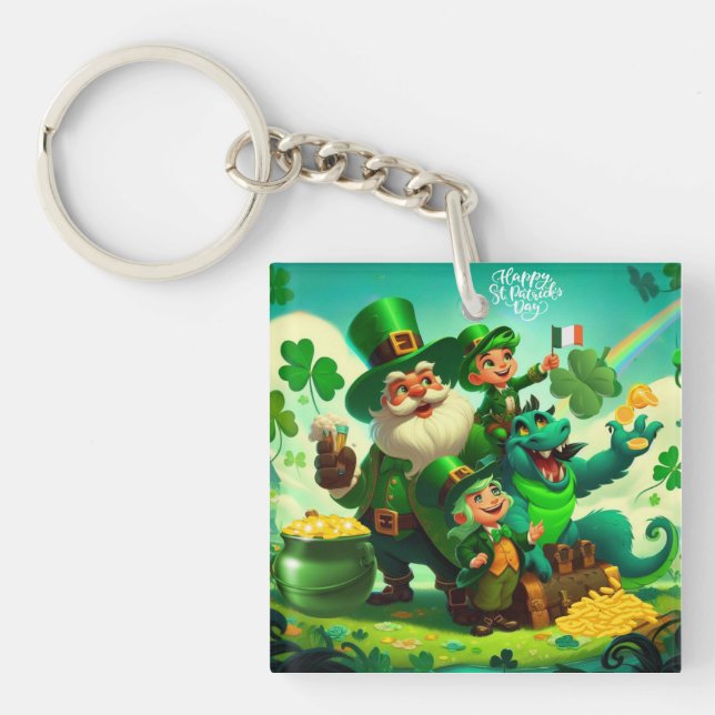 Happy Saint Patrick's Day colorful Keychain (Front)