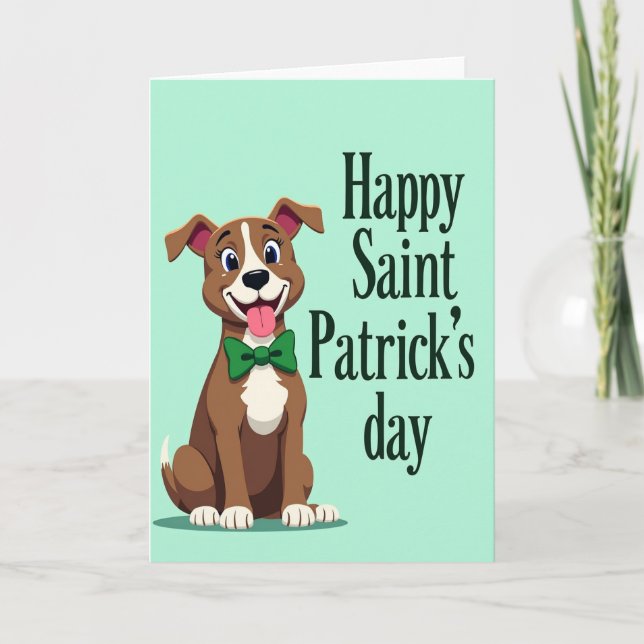 Happy Saint Patricks Day Dog Card (Front)
