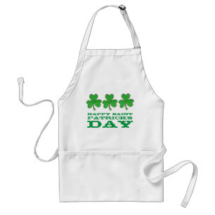 Happy Saint Patrick's Day Green Shamrock Clover Adult Apron