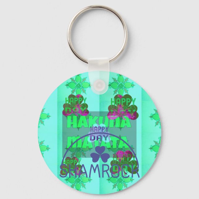 Happy Saint Patrick's Day Hakuna Matata Art Print Keychain (Front)