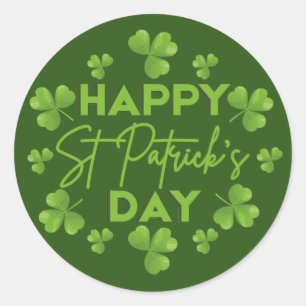 Happy Saint Patrick's Day Irish Colorful Shamrock Classic Round Sticker