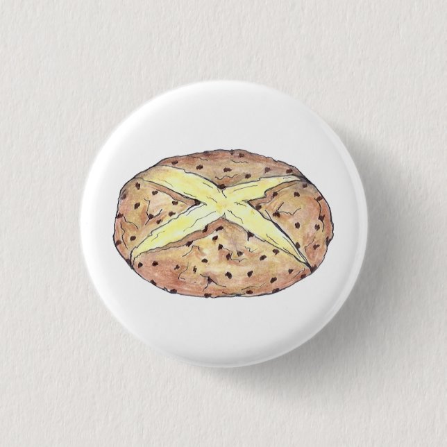 Happy Saint Patrick's Day Irish Soda Bread Loaf Button (Front)