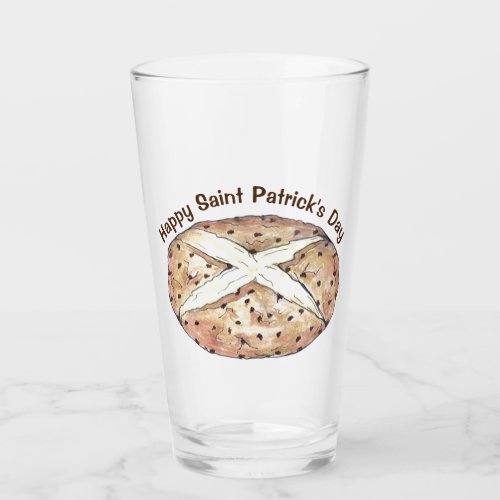 Happy Saint Patricks Day Irish Soda Bread Loaf Glass