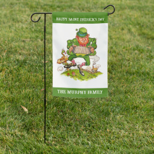 Happy Saint Patrick's Day Leprechaun Personalized Garden Flag