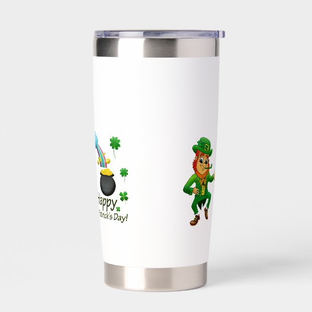 Happy Saint Patrick's Day Leprechaun Rainbow  Insulated Tumbler (Left)
