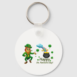 Happy Saint Patrick's Day Leprechaun Rainbow  Keychain