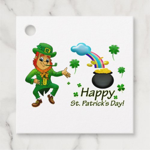 Happy Saint Patricks Day Leprechaun Rainbow Napki Favor Tags