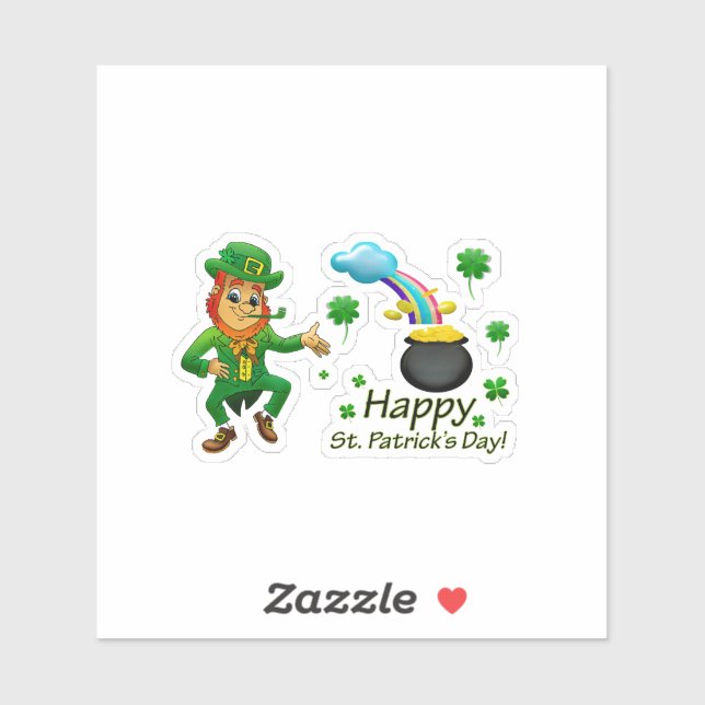 Happy Saint Patrick's Day Leprechaun Rainbow  Sticker (Sheet)
