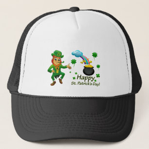 Happy Saint Patrick's Day Leprechaun Rainbow Trucker Hat