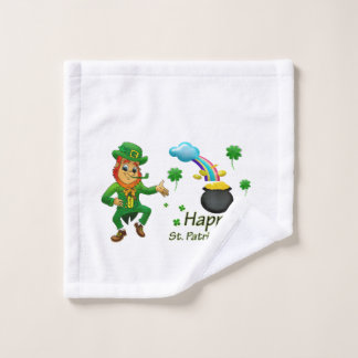 Happy Saint Patrick's Day Leprechaun Rainbow  Wash Cloth