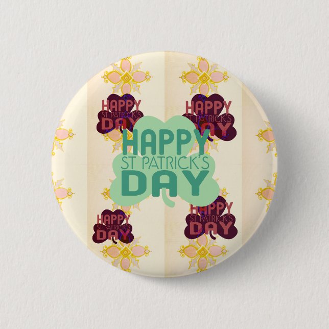 Happy Saint Patrick's Day Lovely Art Print Button (Front)