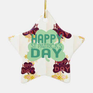 Happy Saint Patrick's Day Lovely Art Print Ceramic Ornament