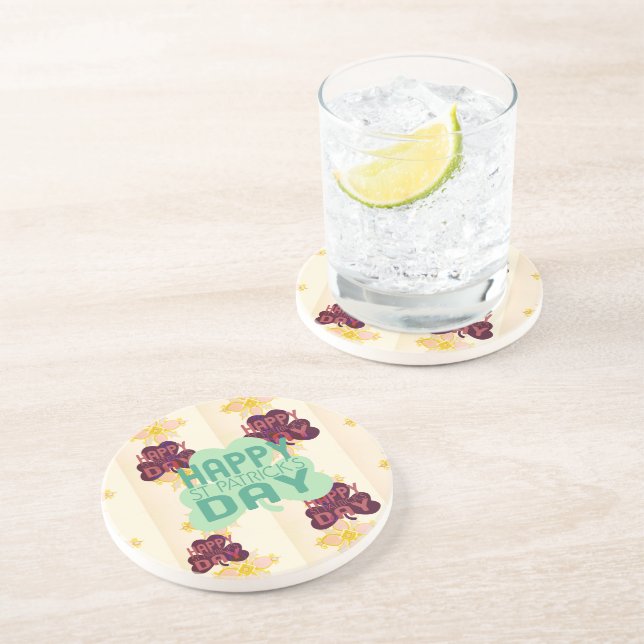Happy Saint Patrick's Day Lovely Art Print Drink Coaster (Side)