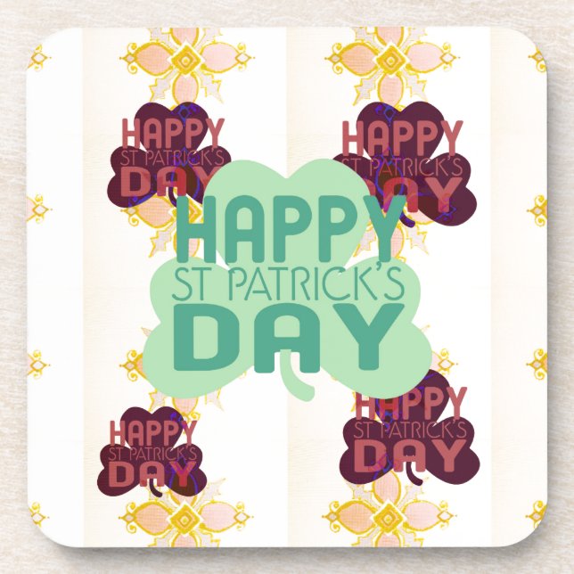Happy Saint Patrick's Day Lovely Art Print Drink Coaster (Front)