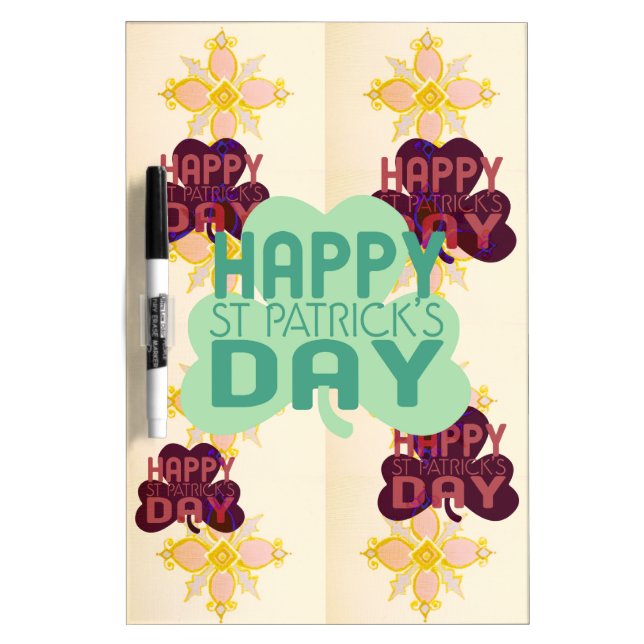 Happy Saint Patrick's Day Lovely Art Print Dry Erase Board (Front)