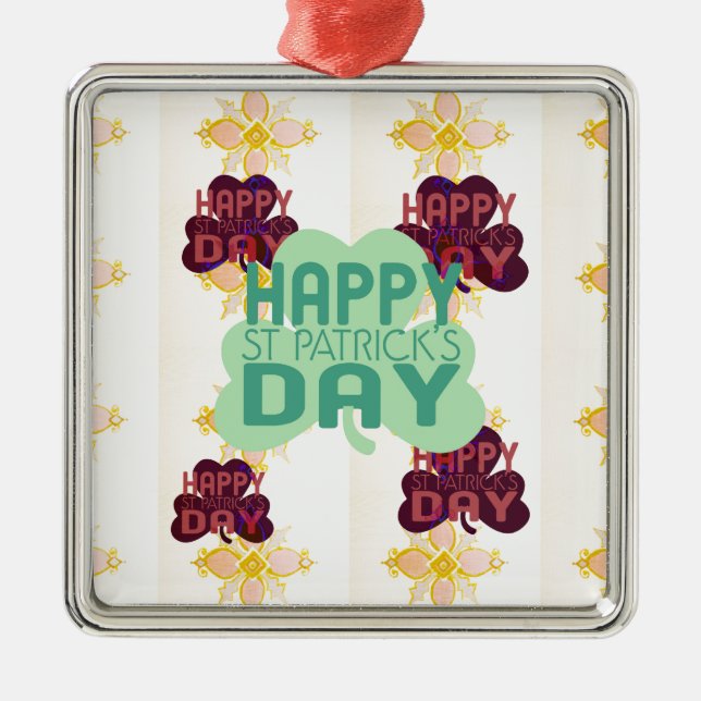 Happy Saint Patrick's Day Lovely Art Print Metal Ornament (Front)