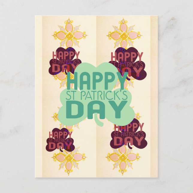 Happy Saint Patrick's Day Lovely Art Print Postcard (Front)