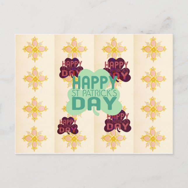 Happy Saint Patrick's Day Lovely Art Print Postcard (Front)