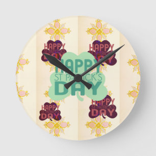 Happy Saint Patrick's Day Lovely Art Print Round Clock