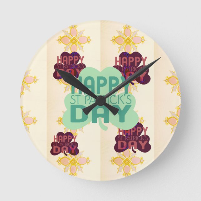 Happy Saint Patrick's Day Lovely Art Print Round Clock (Front)