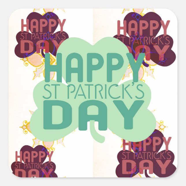 Happy Saint Patrick's Day Lovely Art Print Square Sticker (Front)
