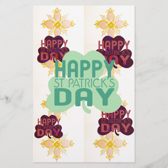 Happy Saint Patrick's Day Lovely Art Print Stationery (Front)