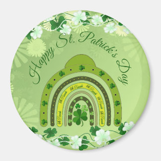 Happy Saint Patrick's Day Lucky Shamrocks Rainbow Magnet