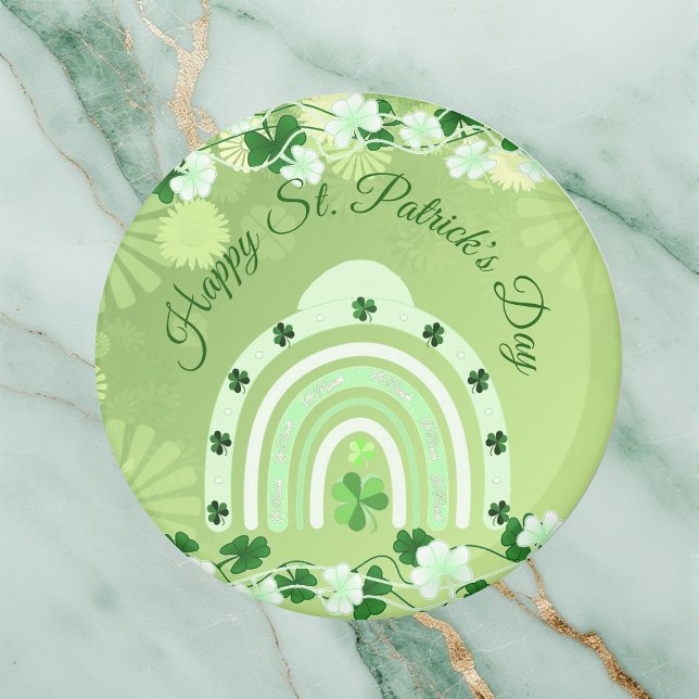 Happy Saint Patrick's Day Lucky Shamrocks Rainbow  Magnet (Happy Saint Patrick's Day Lucky Shamrocks Rainbow Magnet)
