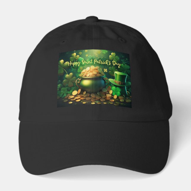 Happy Saint Patrick's Day Pot of Gold Coins Hat (Front)