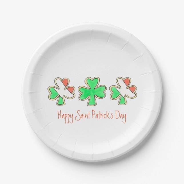 Happy Saint Patrick's Day Shamrock Cookie Plates (Front)
