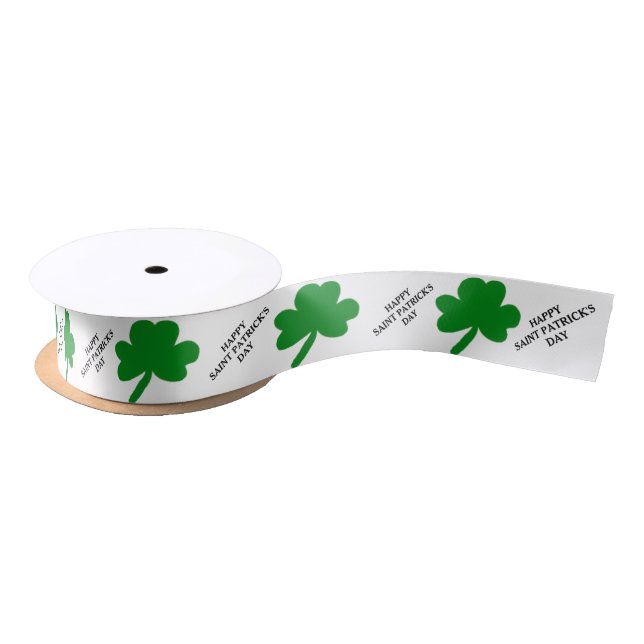 Happy Saint Patrick's Day Shamrocks Satin Ribbon (Spool)