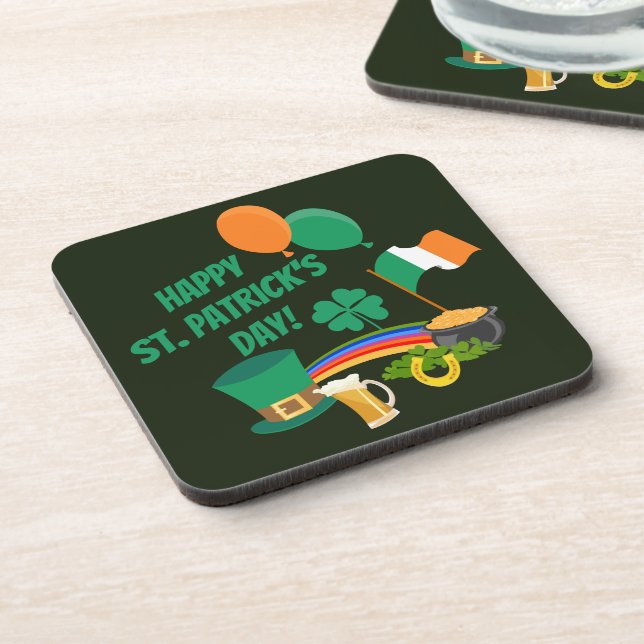Happy Saint Patrick's Day symbols and traditions Beverage Coaster (Left Side)