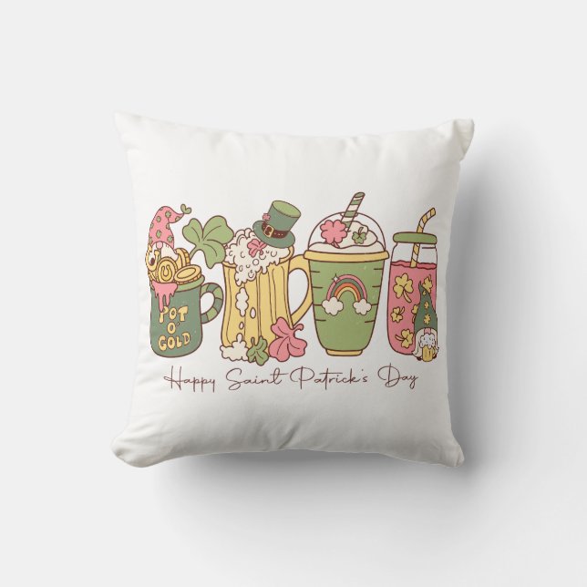 Happy Saint Patrick's Day Throw Pillow (Front)