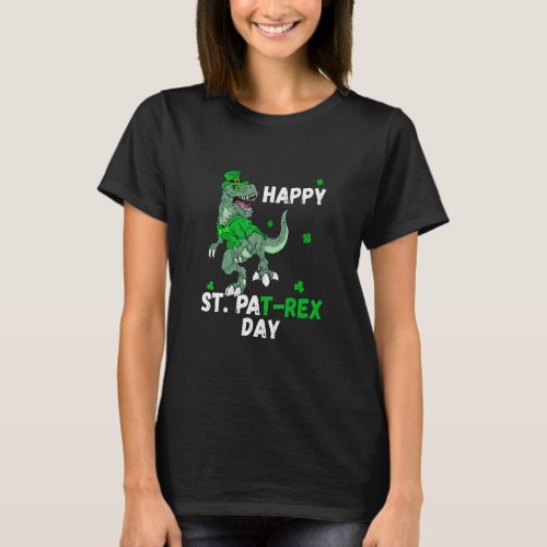Happy Saint Patricks Pat Rex Day T Rex Dinosaur Ki T_Shirt