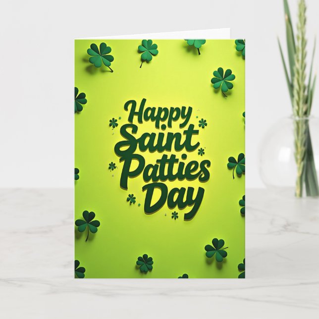 Happy Saint Patties Day Clover Card (Front)