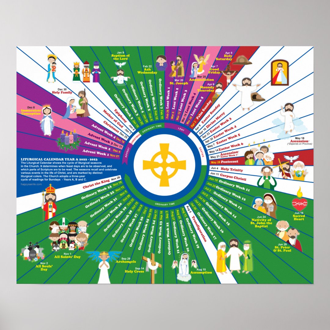 Happy Saints Liturgical Calendar 2022-2023 Year A Poster | Zazzle