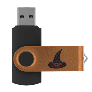 Happy Samhain Witch Hat Stars Magic Wiccan USB Flash Drive