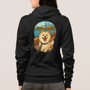 Happy Samoyed Walk by the City Waterfront Hoodie