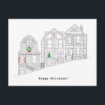 Happy San Francisco Holiday Postcard<br><div class="desc">Hand-drawn holiday card illustrating the decorated Victorian homes that line the streets of San Francisco.</div>