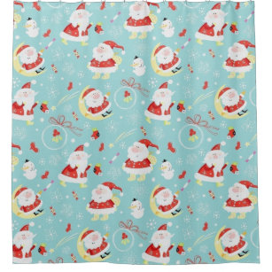 Happy Santa And Frosty Shower Curtain