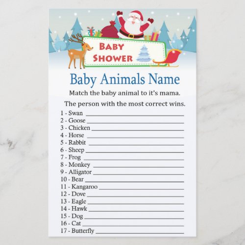 happy santa Baby Animals Name Game baby shower