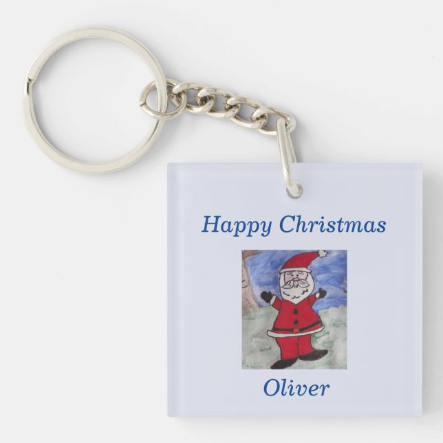 Happy Santa Christmas  Keychain (Front)