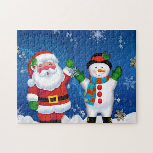 Happy Santa Claus and Snowman Jigsaw Puzzle