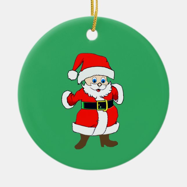 Happy Santa Claus baby Ceramic Ornament (Front)